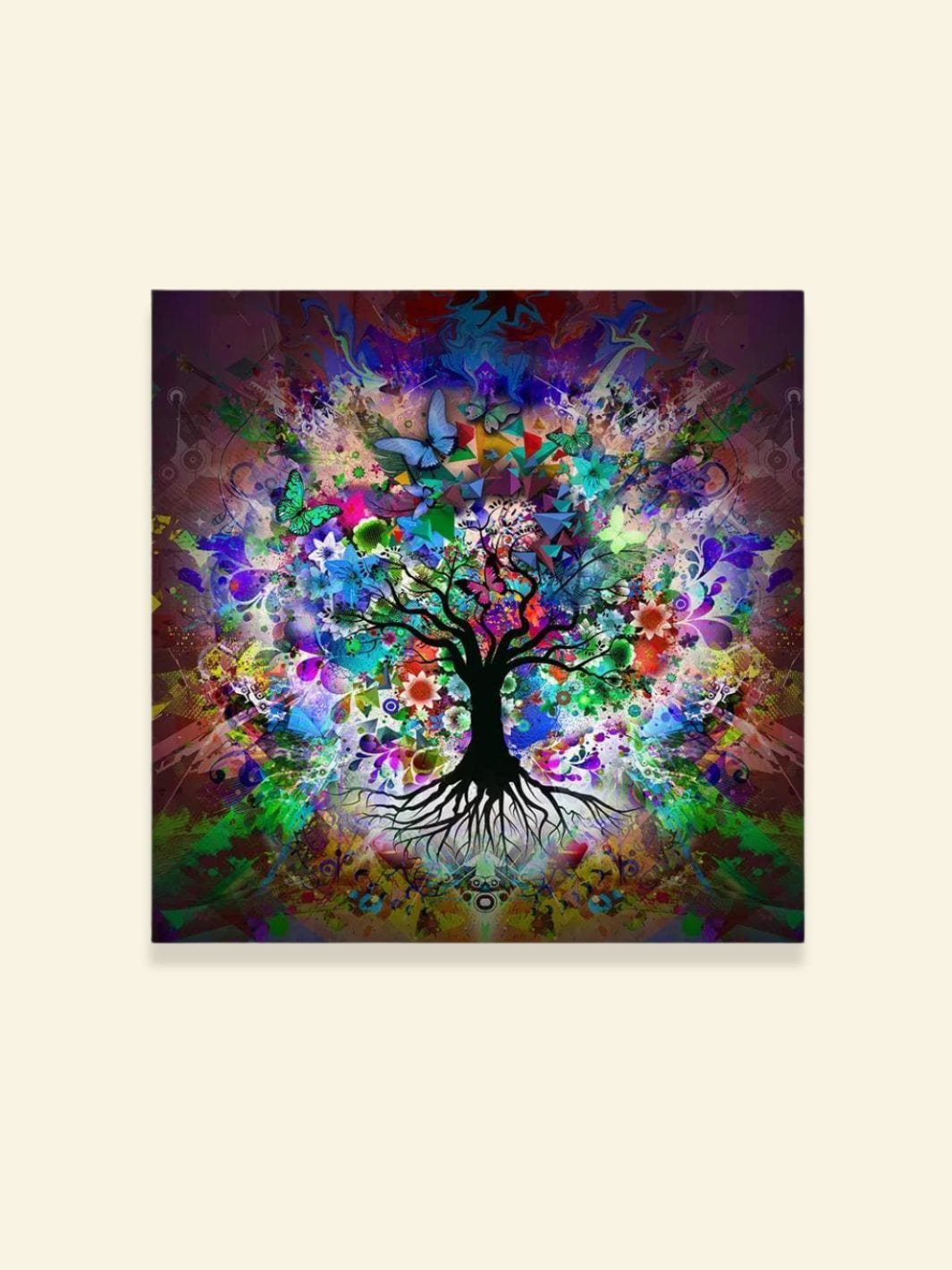 Toile Arbre de Vie "Explosion Cosmique" | L'Unique Arbre de Vie Peinture sur toile / 20x20cm - Sans cadre