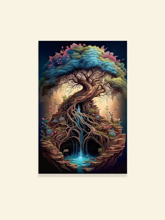 Toile Arbre de Vie "Harmonie Mystique" | L'Unique Arbre de Vie Peinture sur toile / 20x30cm - Sans cadre