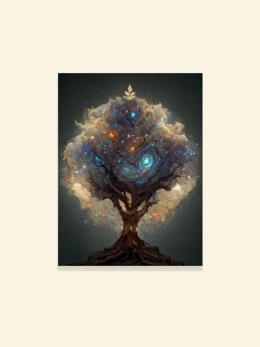 Toile Arbre de Vie "Nébuleuse Arborée" | L'Unique Arbre de Vie Peinture sur toile / 20x30cm - Sans cadre