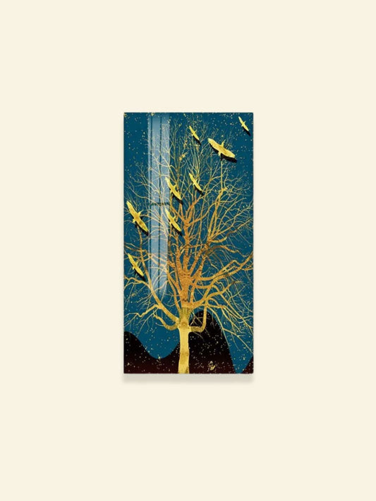 Toile Arbre de Vie "Nuit d'Or" | L'Unique Arbre de Vie Peinture sur toile / 20x40cm - Sans cadre