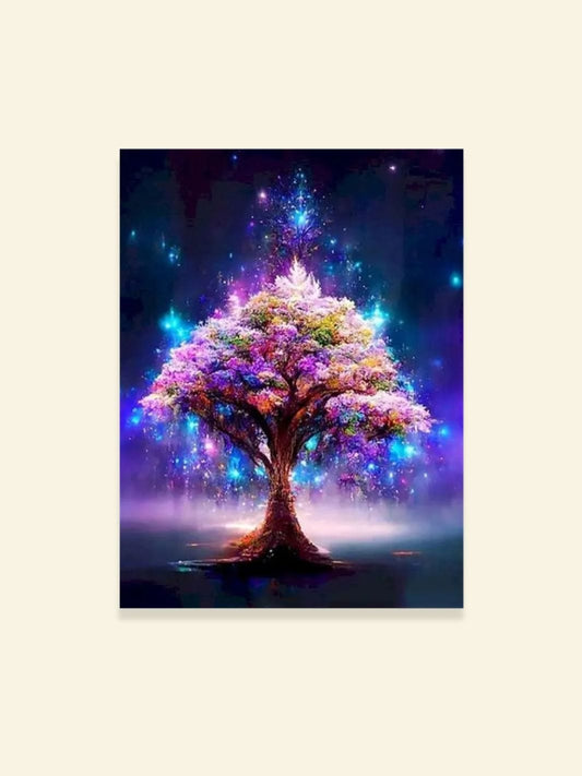 Toile Arbre de Vie "Réverbération Céleste" | L'Unique Arbre de Vie Peinture sur toile / 20x30cm - Sans cadre