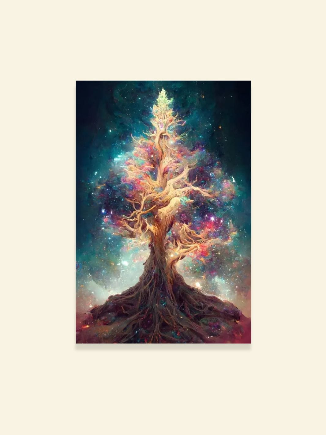 Toile Arbre de Vie "Splendeur Céleste" | L'Unique Arbre de Vie Peinture sur toile / 20x30cm - Sans cadre