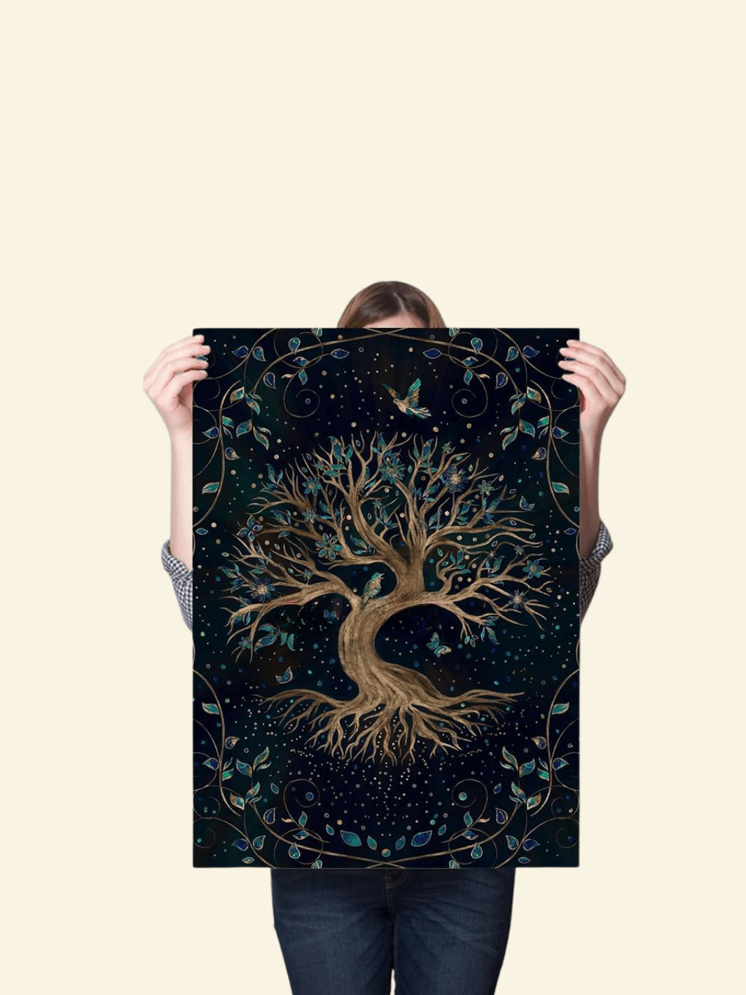 Toile Arbre de Vie "Sylvestre Astral" | L'Unique Arbre de Vie Peinture sur toile / 20X25cm - Sans cadre