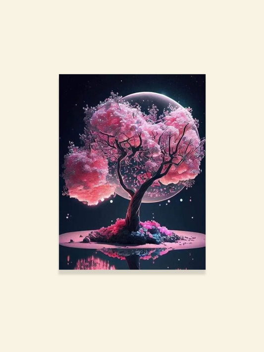 Toile Murale Arbre de Vie "Sérénité Astrale" | L'Unique Arbre de Vie Peinture sur toile / 20x30cm - Sans cadre