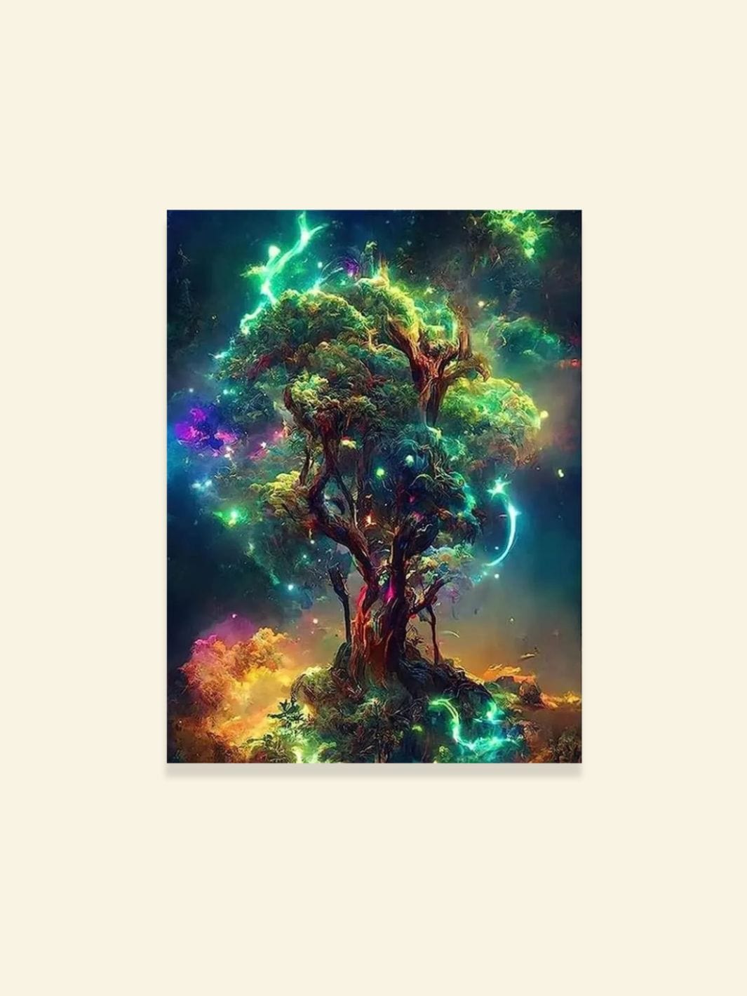 Toile Murale Arbre de Vie "Vitalité Céleste" | L'Unique Arbre de Vie Peinture sur toile / 20x30cm - Sans cadre